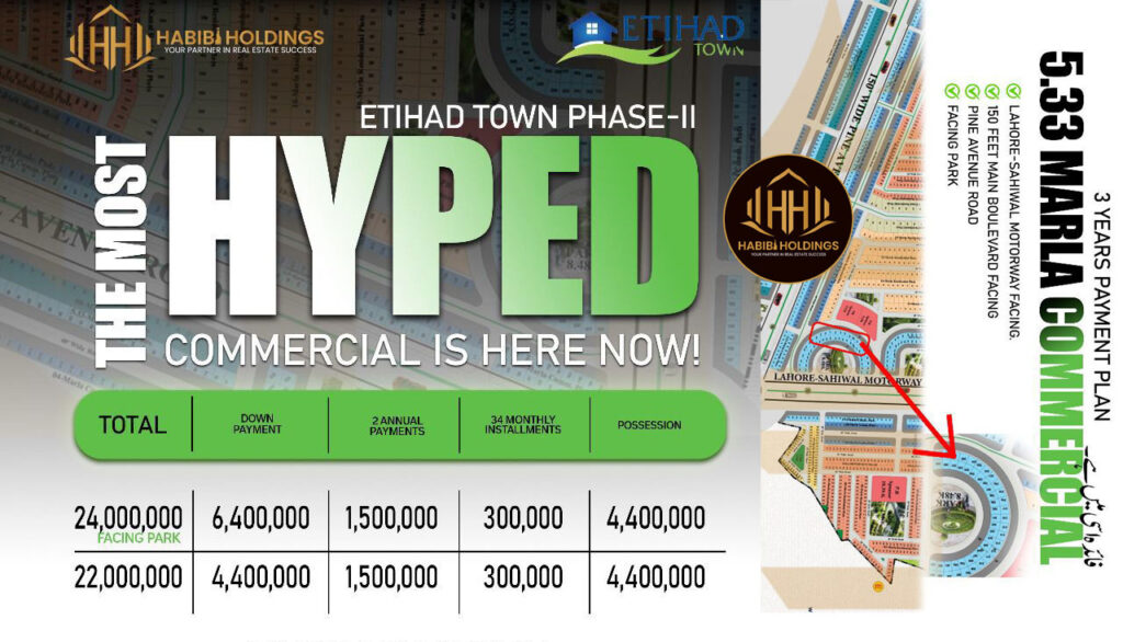 Commercial Plot for Sale on Installments in Etihad Town Phase 2 Pine Avenue